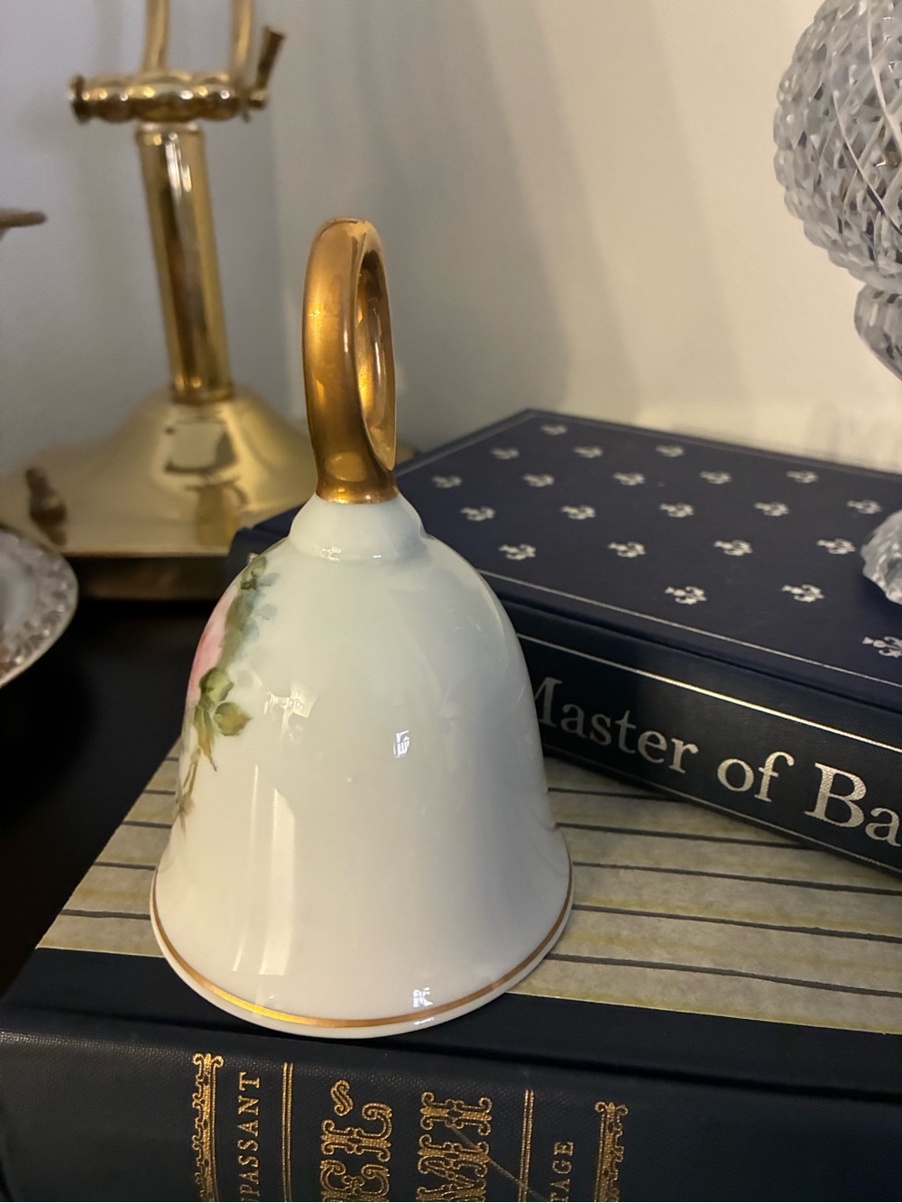 Vintage Porcelain Bell | Pink Rose Cottagecore Grandmillennial Feminine Decor - Picture 4 of 9